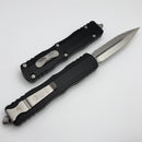 Microtech Dirac Delta D/E Satin Full Serrated w/ Black Handle 227-6