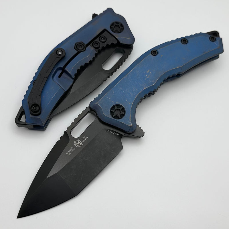 Heretic Knives Medusa Manual Antique Blue Titanium & DLC MagnaCut H009-6A-TIBLU