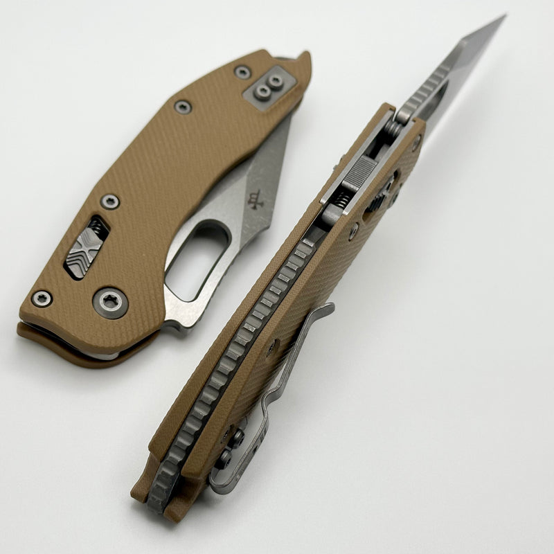 Microtech Knives Manual Stitch RAM LOK Fluted Tan G-10 & Partial Serrated M390MK Apocalyptic Standard 169RL-11APFLGTTA