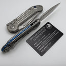 Microtech Marfione Select LUDT Gen III Frag Titanium Handles w/ Blue Accents & Stonewash S/E 1135-10FRMS2