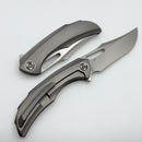 Poikilo Blade Armadillo S1 Titanium Handles w/ Blackened Ti Accents & Pearlescent Stonewash M398
