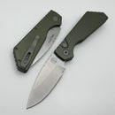 Discontinued Pro-Tech PT Plus Green Aluminum Handle w/ Blasted Hardware & Stonewash MagnaCut Blade PT201-GREEN