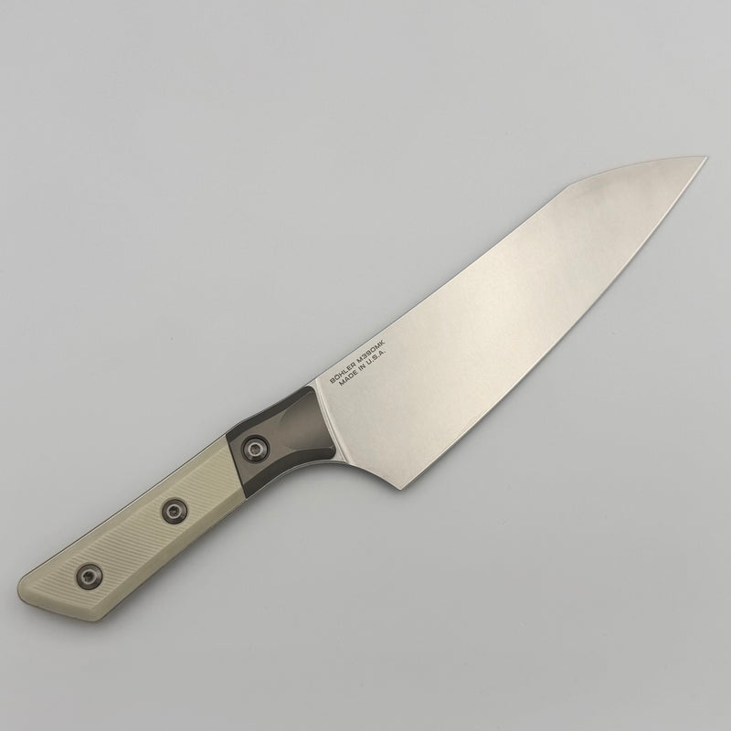 Microtech Chef's Knife Ivory G-10/Bead Blast Ti Handle w/ Stonewash M390MK 3000B-10IV