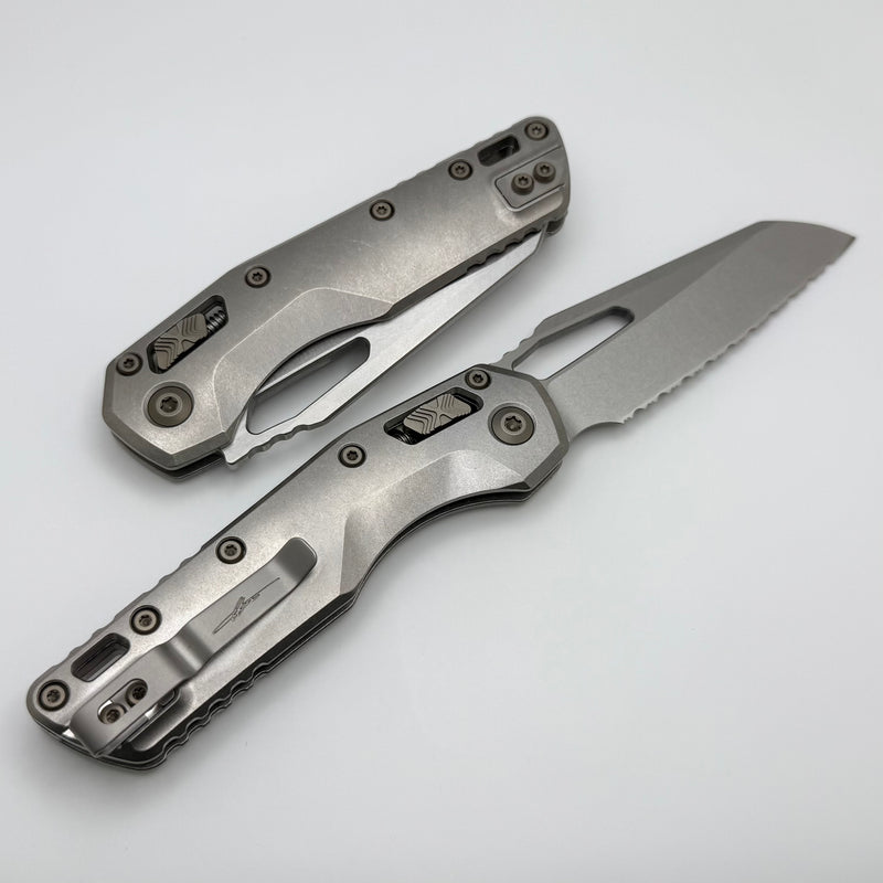 Microtech Marfione Select MSI RAM LOK Titanium Handles w/ Double Vapor Blast & Flamed Accents & Full Serrated Stonewash M390MK 210-12MS4