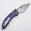 Marfione Select Manual M-Stitch RAM LOK Slab Galactic Purple Titanium Handles w/ Blue Accents & Stonewash M390MK 169MRL-10MS16