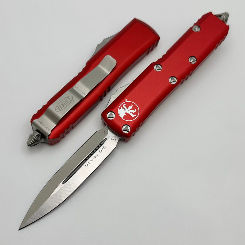 Microtech UTX-85 Double Edge Satin Standard & Red 232-4RD