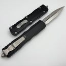 Microtech Dirac Delta D/E Satin Partial Serrated w/ Black Handle 227-5