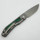 Uldanov Custom Knives Sierra w/ Milled Titanium/Green Dark Matter Carbon Fiber Inlays & M398 Front Flipper
