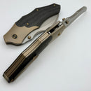 We Orc Boss Champagne Titanium Handle w/ Twill Carbon Fiber Inlays & Stonewash 20CV WE24042-2
