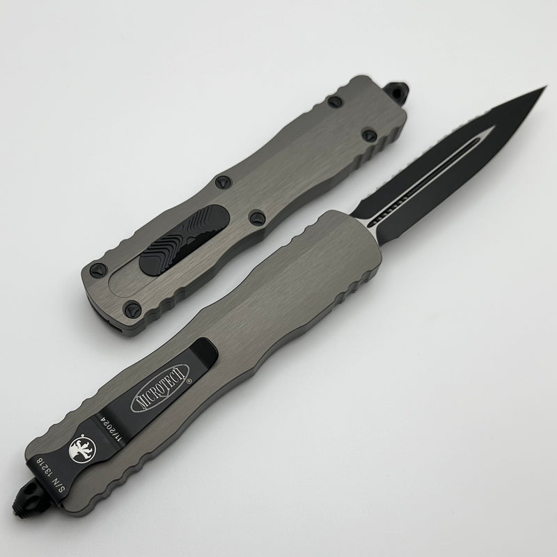 Microtech Dirac Delta Natural Clear w/ Full Serrated Black D/E 227-3NC