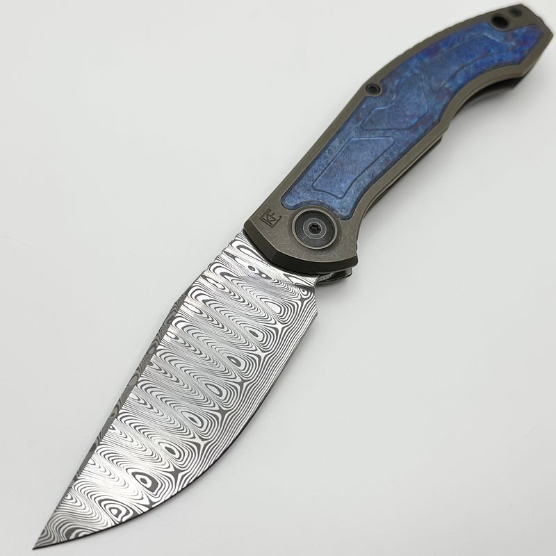 Custom Knife Factory Veksha HD Bronze Ti & Crystal Ti Handles w/ Damasteel