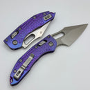 Microtech Marfione Select Manual Stitch RAM LOK Purple Haze Frag Titanium Handles & Stonewash M390MK w/ Double Vapor Blast & Purple Accents 169RL-10FRMS5