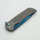 Pro-Tech Mordax Stainless Nexus Handle w/ Abalone Button & Sapphire Blue MagnaCut