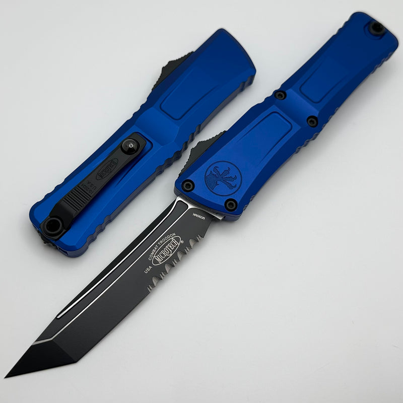 Microtech Knives Combat Troodon Gen III Black Partial Serrated Tanto w/ Navy Blue Handle 1144-2NA