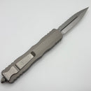 Microtech Dirac Delta D/E Full Serrated Stonewash w/ Natural Clear Handles 227-12NC