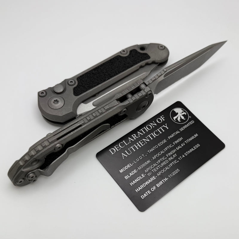 Microtech Knives LUDT Gen III Partial Serrated Apocalyptic Tanto & Titanium Handles w/ Textured Inlays 1136-11APMS2