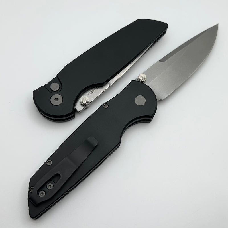 Pro-Tech TR-3 Integrity Manual Black Aluminum Handles w/ Stonewash S35 INT101