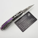 Marfione Select Manual M-Stitch RAM LOK Slab Side Titanium Handles w/ Purple Accents & Stonewash M390MK 169MRL-10MS3