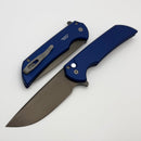 Pro-Tech Mordax Navy Aluminum Handle w/ White Pearl Button & Smoky Grey DLC 20CV