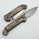 Marfione Select Microtech LUDT Ram-Lok w/ Flamed Slab Side Titanium Handles w/ Blue Accents & Stonewash Drop Point 1135RLS-10MS4