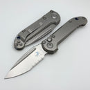 Microtech Marfione Select LUDT Gen III Slab Side Titanium Handles w/ Blue Accents & Stonewash Serrated S/E 1135-11MS3