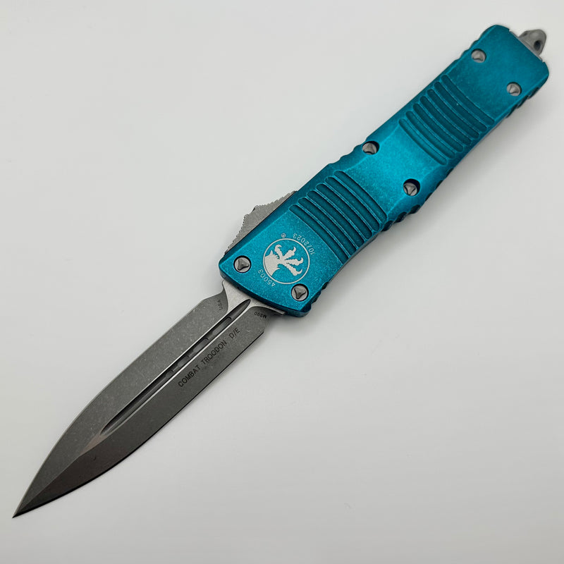Microtech Combat Troodon Weathered Turquoise Double Edge Apocalyptic Standard 142-10APWTQ
