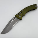 Grenade Blem Microtech Amphibian RAM LOK OD Green Fluted Aluminum & Partial Serrated Apocalyptic M390MK 137RL-11APFLOD