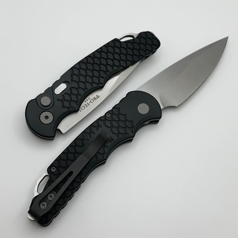 Pro-Tech TR-5 Black Fish Scale Handle w/ Stonewash S35VN TR5-X1 SW