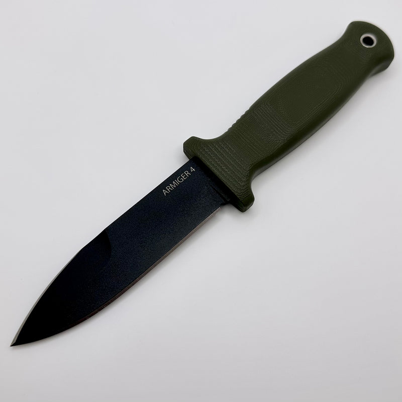 Demko Knives Armiger 4 Fixed Blade Black Spear 80CrV2 & OD TPR Handle