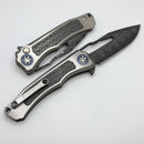 Heretic Knives Custom Wraith V4 Manual Titanium Handles w/ Damascus Inlays & Hand Ground Vegas Forge San Mai