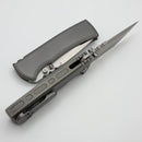 Chaves Knives Redencion 229 w/ Stonewash Titanium Integral Handle w/ Magnetic Ti Inlays & Belt Finish Tanto M390