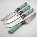 Microtech Steak 4 Piece Set Caribbean G-10/Titanium Bolster Handle w/ Stonewash M390MK 3600B-10SETCA