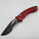 Microtech Amphibian RAM LOK Red Fluted Aluminum & Black Partial Serrated M390MK 137RL-2FLRD