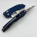 Microtech Borka Stitch Single Edge Stonewash Standard w/ Navy Blue Handles 169-10NA