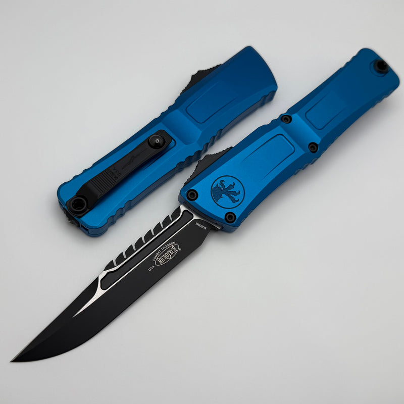 Microtech Knives Combat Troodon Gen III Black Tactical Interceptor w/ Blue Handle Signature Series 1217-1BLS