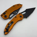 Microtech Borka Stitch Auto w/ Orange Tangerine Handles & Partial Serrated Black M390 169-2OT