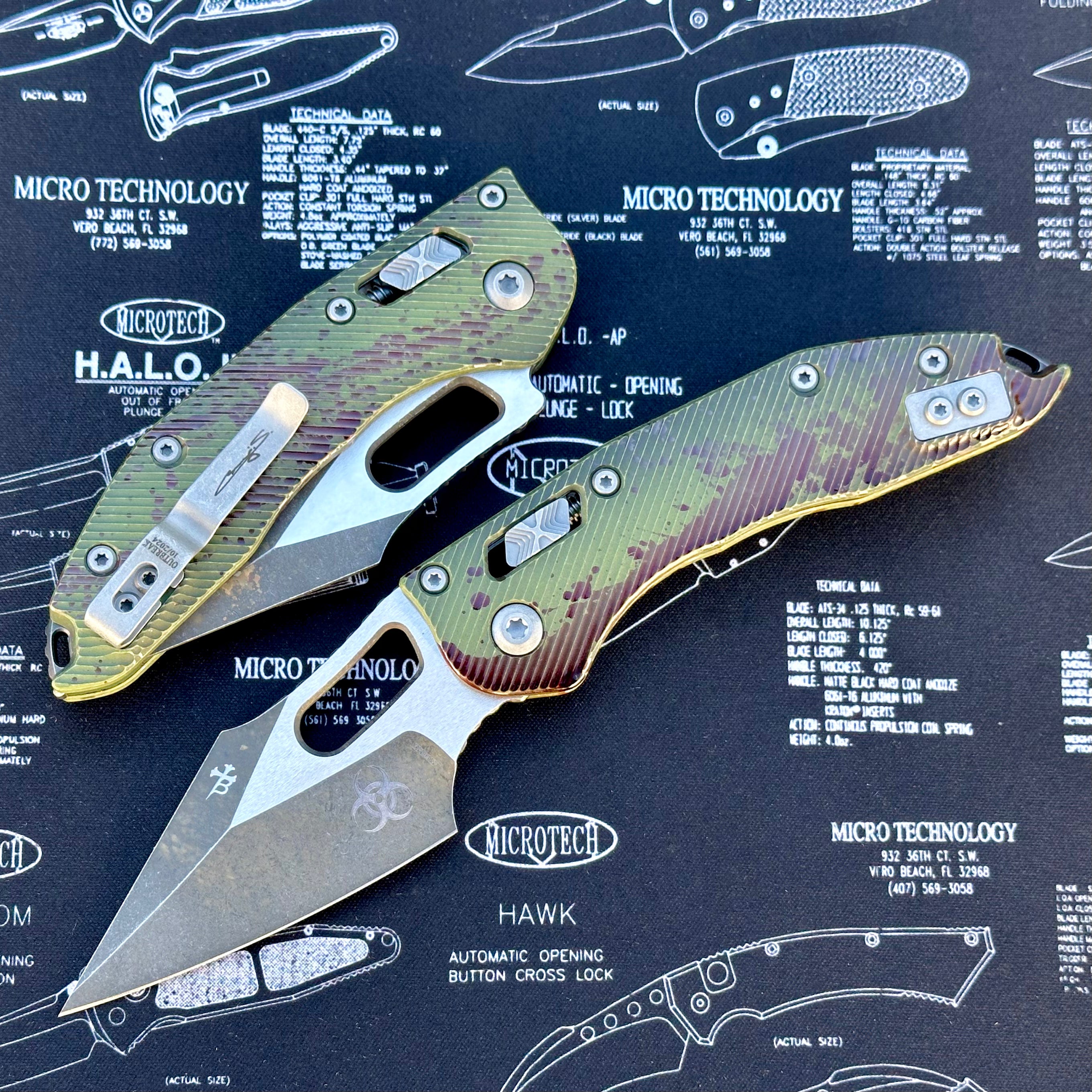 Microtech Knives Manual Stitch RAM LOK Fluted Aluminum Outbreak w/ M39