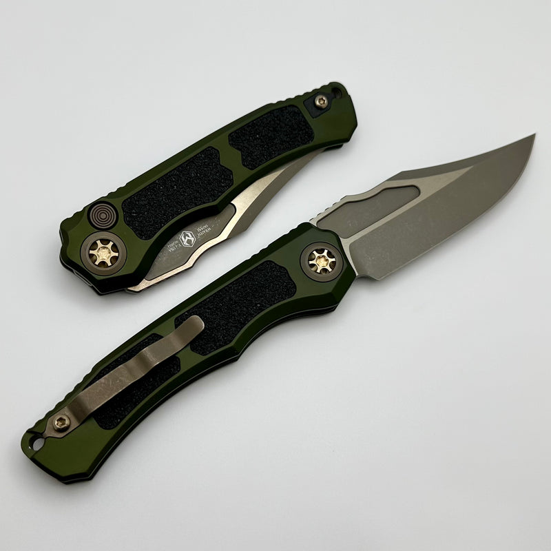 Heretic Knives Wraith Auto V4 OD Green Handle w/ Grip Inlays & Bronze Bowie MagnaCut Blade H002-7A-GRN