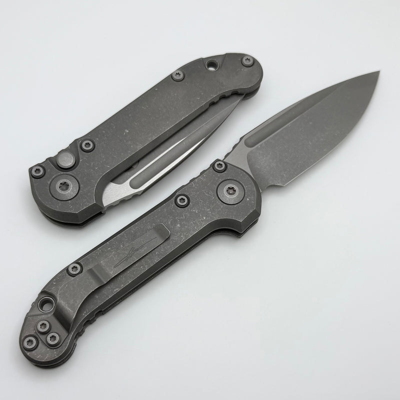 Microtech Knives LUDT Gen III Apocalyptic Drop Point Slab Side Titanium Handles