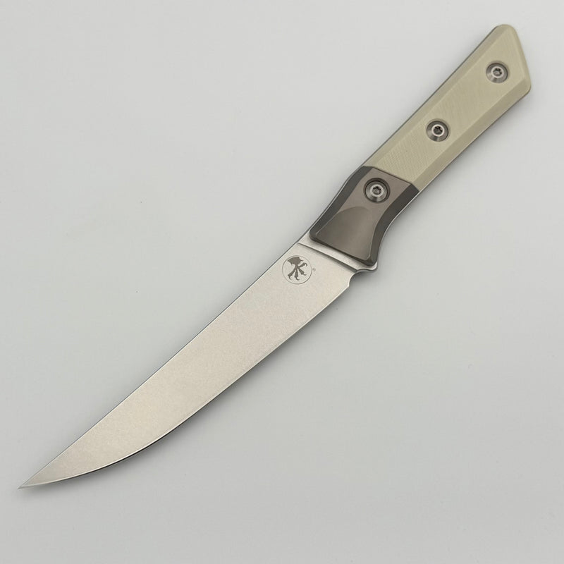 Microtech Boning Knife Ivory G-10/Titanium Bolster Handle w/ Stonewash M390MK 3100B-10IV