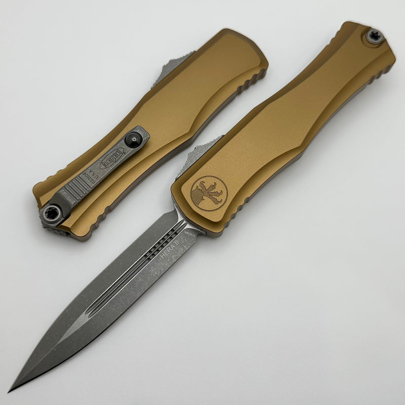 Microtech Knives Hera II Apocalyptic Double Edge w/ Tan Handle 1702-10APTA