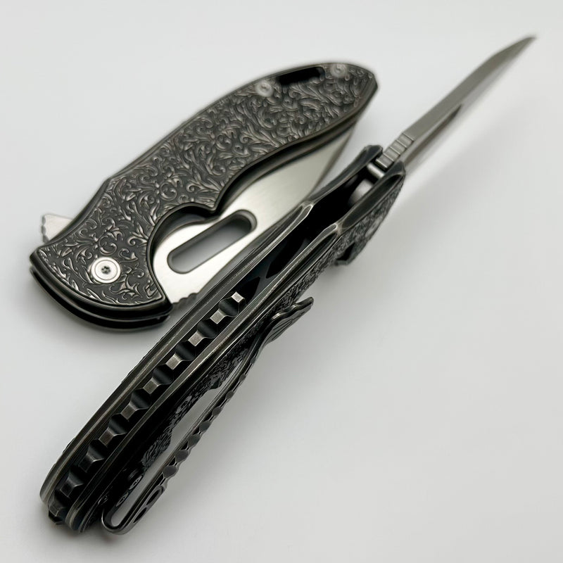 Mechforce Knives Sentry Rick Lala Collab PVD Black Scroll Pattern Titanium & M390