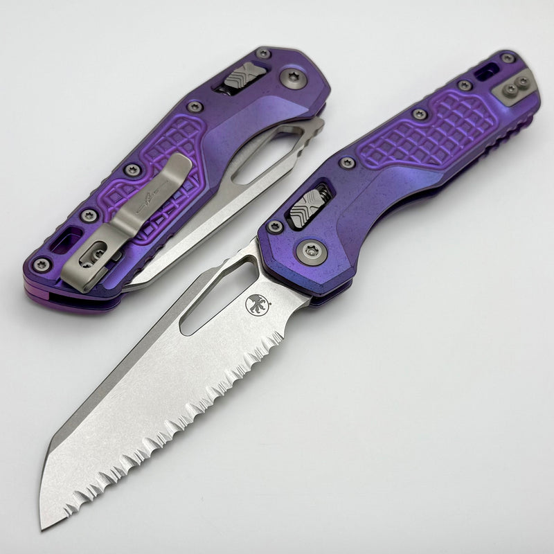 Microtech Marfione Select MSI RAM LOK Purple Haze Frag Titanium Handles w/ Double Vapor Blast & Purple Accents & Full Serrated Stonewash M390MK 210-12FRMS5