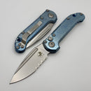 Microtech Marfione Select LUDT Gen III Ice Blue Slab Side Titanium Handles w/ Blue Accents & Serrated Stonewash S/E 1135-11MS11