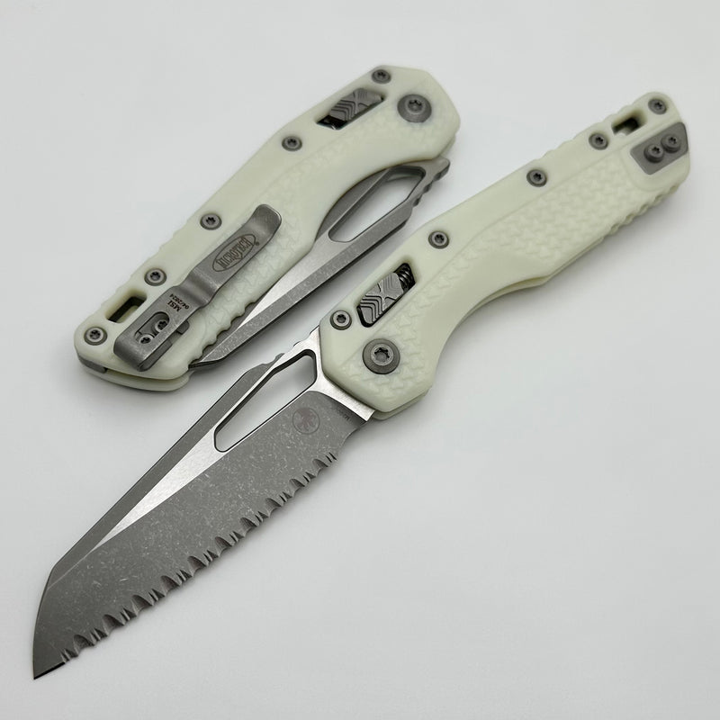 Microtech Knives MSI RAM LOK White Polymer & Appcalyptic Full Serrated M390MK 210T-12APPMWH