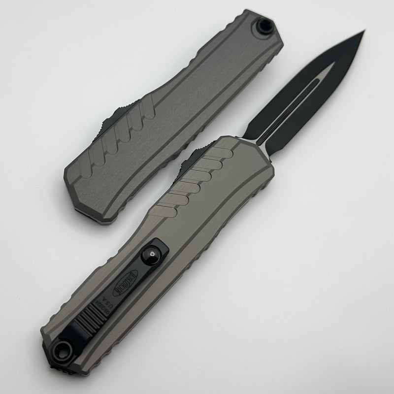 Microtech Cypher II Black D/E w/ Natural Clear Handle 1242-1NC