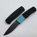 Pro-Tech Whiskers Black Handle w/ Textured Tiffany Blue Bolster Release & DLC 154CM BR-1.7 LTD-T.Blue