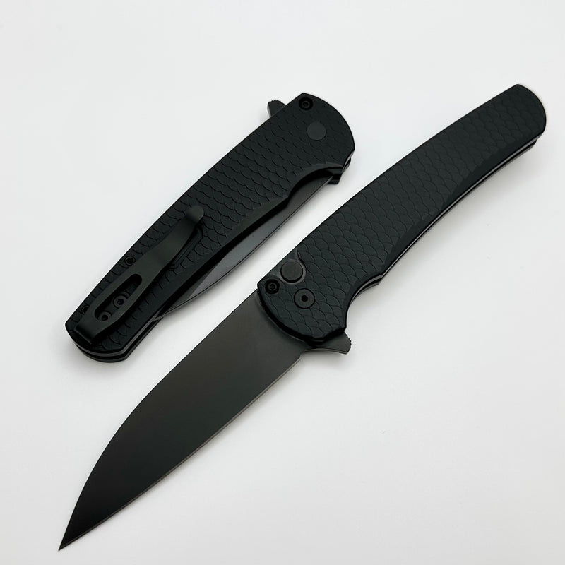 Pro-Tech Malibu Dragon Scale Black Handle w/ Black Hardware & DLC MagnaCut Wharncliffe Blade 5336