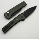 Pro-Tech Chavez Scapegoat Compact Auto Green Aluminum Handle w/ Black Lip Pearl Button & DLC MagnaMax
