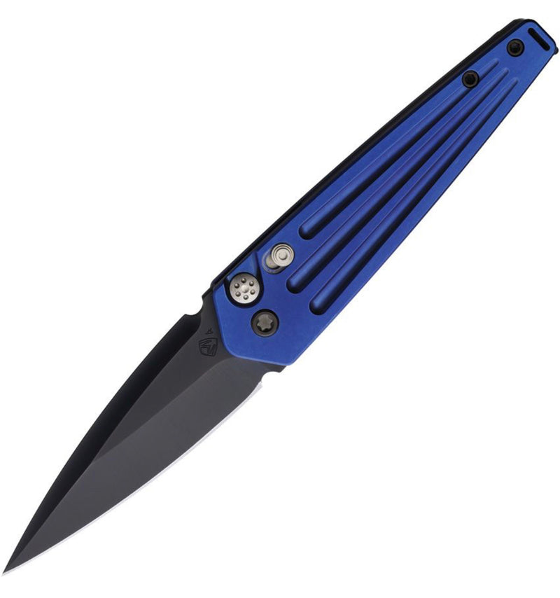 Medford Knife Nosferatu Auto Blue Tumbled Handles w/ DLC Hardware/Clip & DLC S45VN MDNAPQ37A2TP